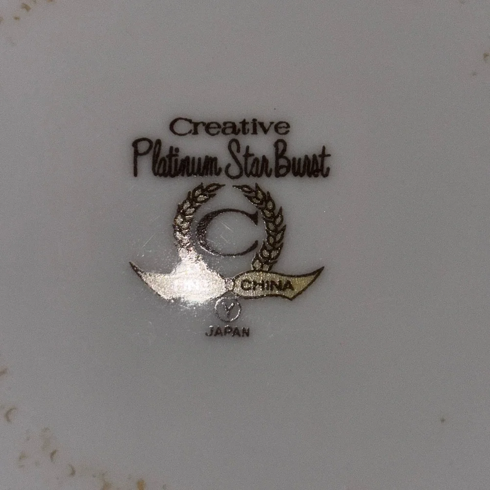 Creative Fine China Platinum Star Burst Dinner Plate Japan MCM Atomic 10.25 Inch